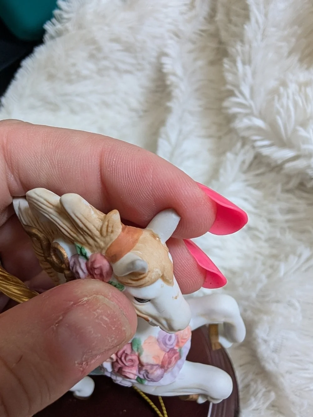 Vintage Giftec The Four Seasons Spring Porcelain Musical Carousel Horse Figurine